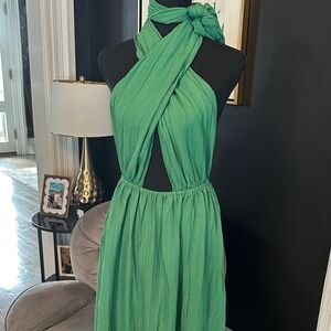 SHEIN Vibrant Green Backless Dress multi purpose resort wear M